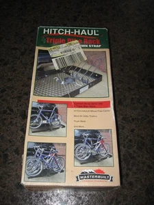 Portabici triplo vintage Masterbuilt HITCH-HAUL con cinghia verso il basso metallo nero made in USA - Foto 1 di 4