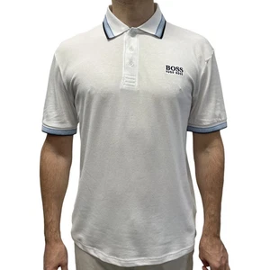 NWT Hugo Boss Polo Shirt With Contrast Logos Color White Size L (€65 Retail) - Picture 1 of 7