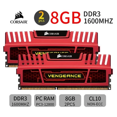Corsair 16GB 2x8GB DDR3 1600MHz PC3-12800U Desktop Memory CMZ16GX3M2A1600C10R BT - Image 1 of 4