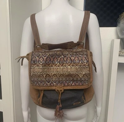 The Sak Bag Ventura Convertible leather backpack crossbody shoulder boho sequins - Image 1 of 4