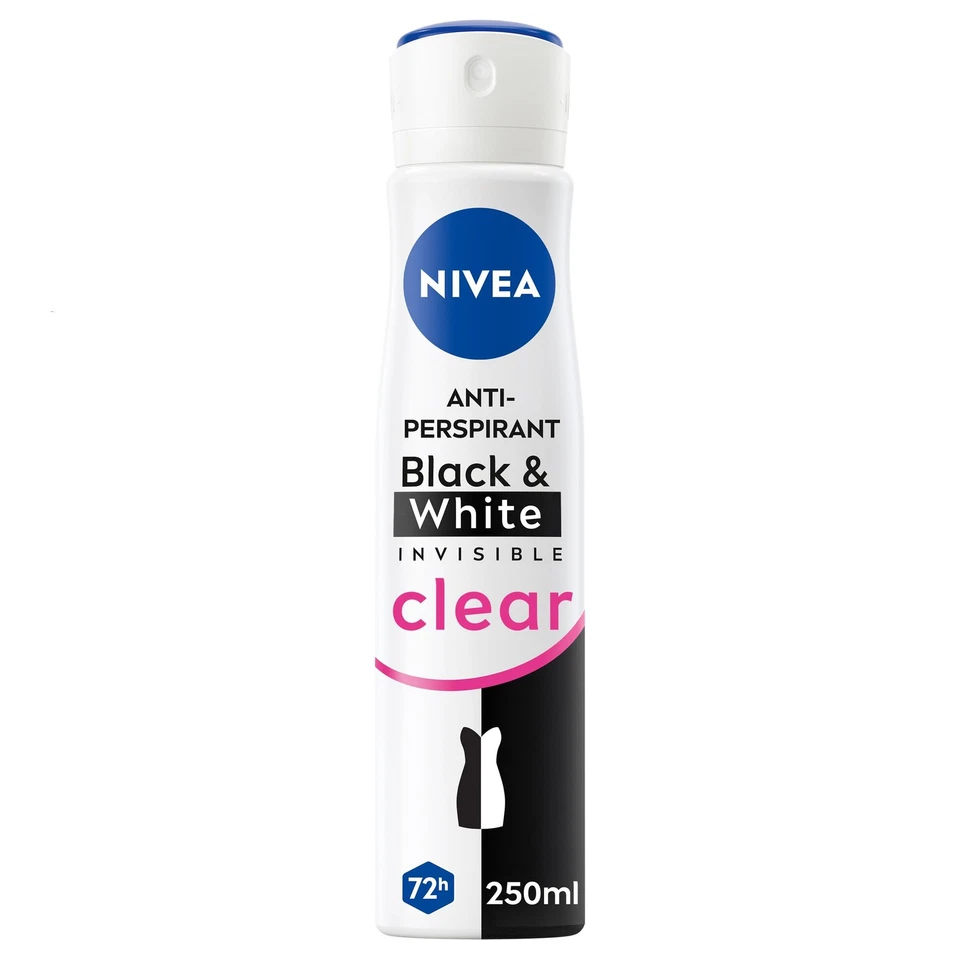 6 X NIVEA Invisible Black White 48 Hours Anti-perspirant Deodorant Spray 250ml