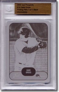 2002 Gabe Gross Rookie Printing Press Plate BGS RC 1/1