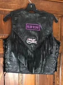 Gilet donna vintage vera pelle Navarra CO Harley Davidson patch italiano taglia L - Foto 1 di 10