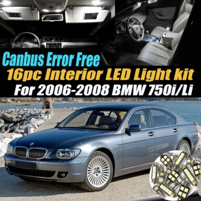 16Pc Error Free Car Interior LED White Light Kit for 2006-2008 BMW 750i Li  - Image 1 of 4