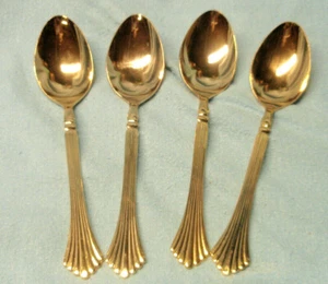 Lot 4 Teaspoons PAVILION 120211 Stanley Roberts Rogers Stainless Gold Japan EUC - Picture 1 of 4