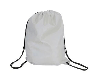 Wasserdichte Tasche Kordelzug Rucksack Gym PE Schwimmen Schule Turnsack Stiefel Weiß - Bild 1 von 1