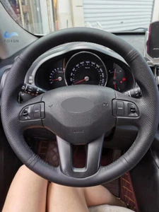 Schwarz Leder Handnähte Lenkradbezug Leder Für Kia Sportage 3 11-17 For KIA Ceed - Picture 1 of 8