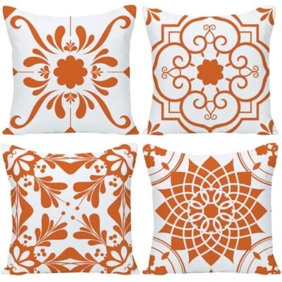 Flower Decorative Throw Pillow Covers 20 x 20 Inch 20" x 20" (Pack of 4) Orange - Image 1 of 4