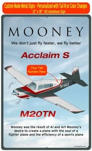 Mooney M20TN (Red/Grey) HD Airplane Sign - Foto 1 di 1