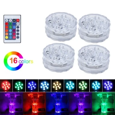 Underwater Submersible LED Lights RGB Remote Control Battery Operated Waterproof - Image 1 of 4