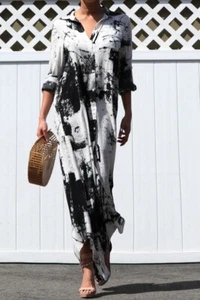 Shirt Dress, Button Down Woven Shirt Dress, Summer Shirt Dress, Maxi Dress - SML - Picture 1 of 4