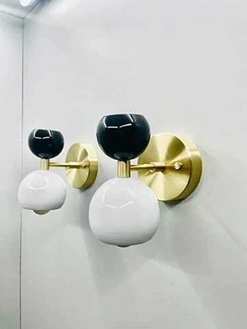 Wall Sconce Black & White Ball Diabolo Pair of Modern Italian Wall Lights Wall F Cover