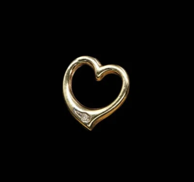 333/- 8KT Gelbgold Anhänger Gleiter in Herzform mit weißen simulierten Diamanten - Bild 1 von 2