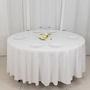 108" White 100% COTTON ROUND TABLECLOTH High Quality Catering Home Dinner Linens - Picture 1 of 8
