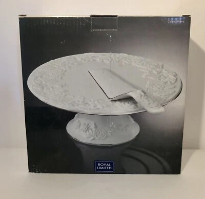 Royal Limited Porcelana Pedestal Bolo Servidor Placa Platina Rosa Pé Marfim - Imagem 1 de 4