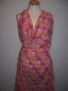 TELA DE DISEÑO 5yds suave italiana voile off white rosa caliente naranja motivo estilizado - Imagen 1 de 3