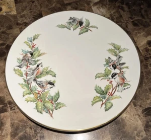 Boehm Dinner Plate Chickadees and Holly 10-3/4” Bone Porcelain 1977 England Vtg. - Picture 1 of 9