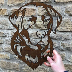 Kunst Hängend Metal Labrador Hund Ornament Outdoor Garten Skulptur DIY Home Deko - Bild 1 von 1