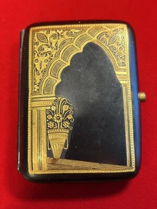 Toledo Gold on Black Metal Cigarette Case - Picture 1 of 8