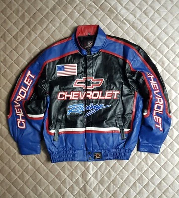 Jeff Hamilton Chevrolet Racing Nascar Leather Jacket Vintage XL  - Image 1 of 4