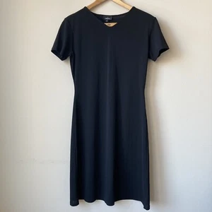 Mica Sheath Dress Women's Sz S Small Black V-neck Short Sleeves Stretch NEW - Picture 1 of 4