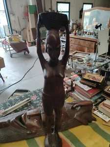 Scultura Di Donna Africana Su Legno - Foto 1 di 7