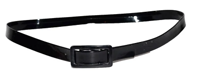 Винтажный черный узкий ремень из искусственной лакированной кожи с выдвижной пряжкой подходит 34 дюйма или меньше - Изображение 1 из 4