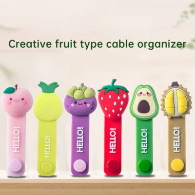 Funny Cartoon Fruit Cable Winder Silicone Cable Winder Cable Organizer Protect ☽ - Image 1 of 4