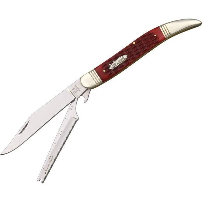 Rough Rider Fish Knife Red Jigged Bone Handle 5" Closed - Image 1 of 1