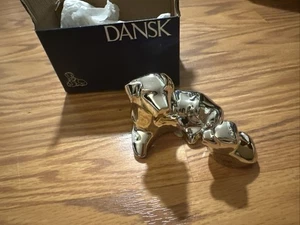 Vintage Dansk Mother Dog & Puppie Chrome Metal Figures Paperweight - Picture 1 of 4