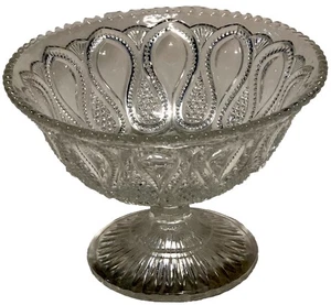 Vintage 6” Clear Crystal/Glass Scalloped Edge Candy Dish Compote - Picture 1 of 7