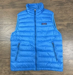 Patagonia Puffer Vest Jacket Mens Medium Blue Full Zip Goose Down Insulated - Imagen 1 de 6