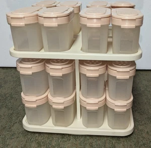 Tupperware Modular Mates Spice Carousel Set Of 20 Shaker Containers Vintage Pink - Picture 1 of 24