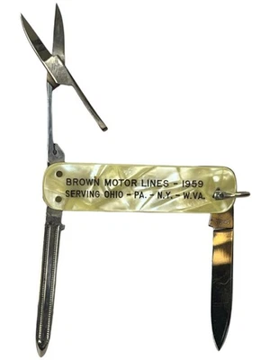 Vtg 1959 Advertising Pocket Knife Mother Of Pearl Made In Italy Trucking Folding - Image 1 of 4