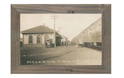 Estación de tren de ferrocarril depósito St Johns Michigan MI Foto 1 de 2