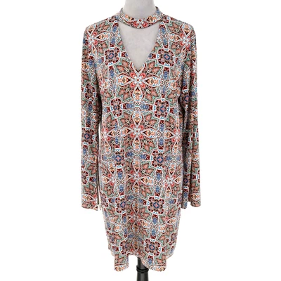 Laundry by Shelli Segal Dress Womens XL Multi Print Stretch Deep Mock V-neck Foto 1 de 4