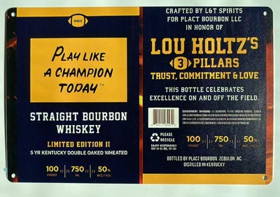 Notre Dame University - Lou Holtz Bourbon Sign - Play Like a Champion Whiskey - Изображение 1 из 4