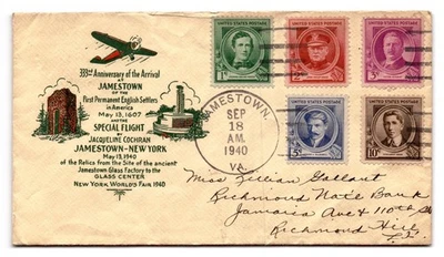 Jamestown 333rd Anniversary 1940 Aviation Event Cover New York World's Fair - Image 1 of 2