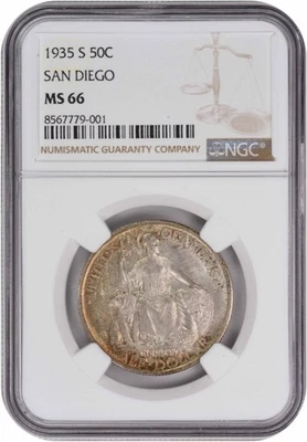 San Diego Commemorative Silver Half Dollar 1935-S MS66 NGC - Image 1 of 2