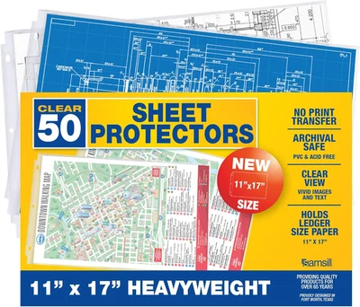 Samsill Heavyweight 50 Pack Sheet Protectors Landscape, 11X17 Ledger Size Clear  - Image 1 of 4