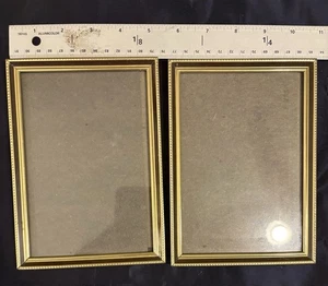 VTG Lot Of 2 Brushed Gold Brown Trim Intercraft Picture Frame Standing - Picture 1 of 7
