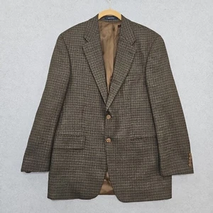 Vtg CHAPS Ralph Lauren Blazer 100% Pure Wool Brown HOUNDSTOOTH CANADA Men’s 40R - Picture 1 of 11