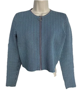 Cárdigan Suéter AKRIS PUNTO Pata de Gallo Cuadros Cremallera Frontal Talla M - Imagen 1 de 7