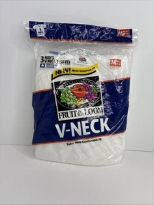 Vintage 1996 NOS Fruit Of The Loom White V-Neck T-Shirt Men Size M 3 Pack NOS - Picture 1 of 3