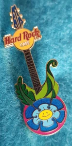 GUITARRA EN LÍNEA HRO #4 RETRO FLOWER SERIE 2005 SMILIE FACE Hard Rock Café PIN LE - Imagen 1 de 1