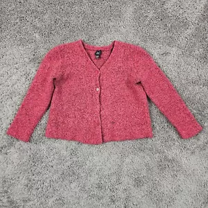 Eileen Fisher Sweater Womens Medium M Red Wool Cashmere Cardigan Cropped - Picture 1 of 12