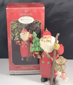 Ornamento Babbo Natale arte popolare Hallmark vintage da collezione fare la sua strada 1998 - Foto 1 di 10