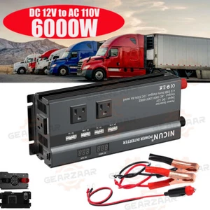 6000W LCD Car Power Inverter DC 12V To AC 110V Modified Sine Wave Converter US G - Picture 1 of 15