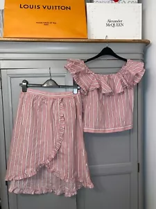 Girls RIVER ISLAND 2 Piece Outifit age 13-14 years Co-Ord Skirt Top Pink Breton - Picture 1 of 11