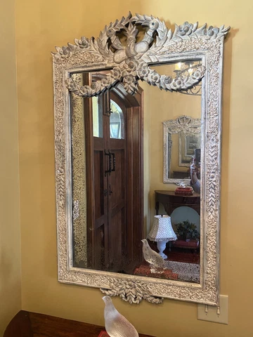 Antique French Trumeau Mirrors, Ivory or White with Shells, Matching Mirrors, 2 Cover